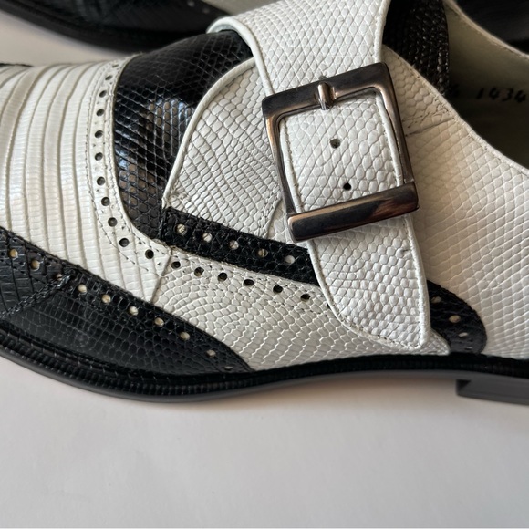 Mens- Belvedere "Pasta" Black / White Genuine Lizard with Monk Strap- size 10.5 - Picture 6 of 10